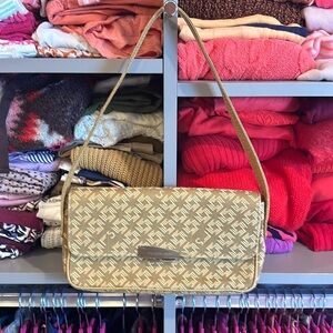Francois Saber tan monogram canvas and leather shoulder bag